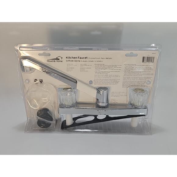 Road & Home Chrome Double Handle Low-Arc Kitchen Faucet w/Deck Plate [C7] - Picture 10 of 16